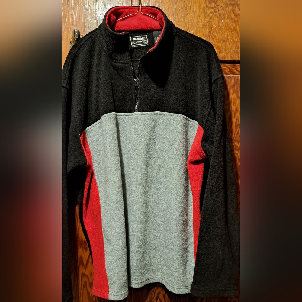 Highland Men's Zipper Neck Pullover - Black, Gray, and Red, XL